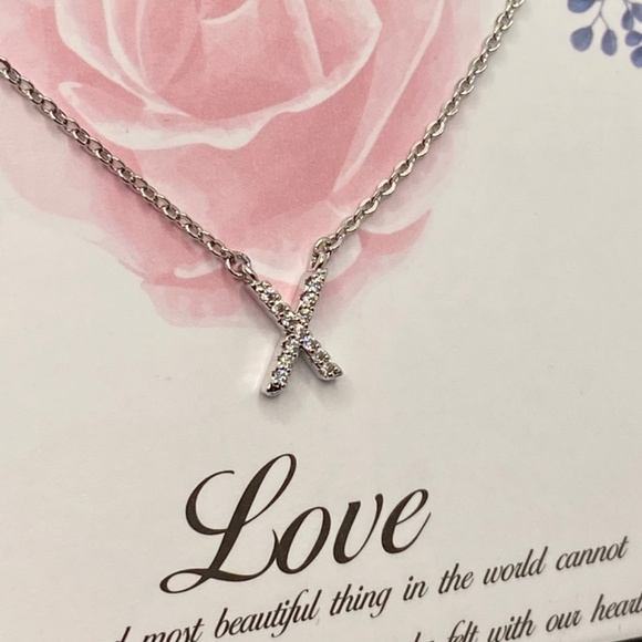 4K Yellow Gold Plated Cubic Zirconia Love Necklace - Picture 3 of 5